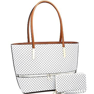 MONOGRAM CHECKERED TOTE WALLET SET