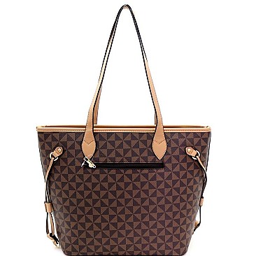 Chic Monogram Two-Tone Shopper Tote Wallet SET