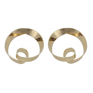 Fashionable Gold Popular Round Rolled Metal Earring SL25107