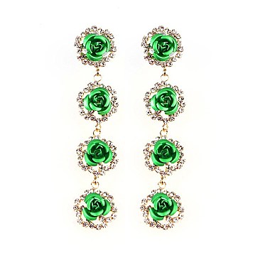 Fashionable 4 Flower Drop Post Earring SL25202