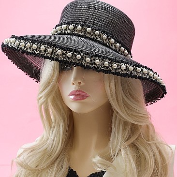 CHIC FASHION HAT WITH PEARLS
