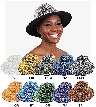 Rhinestone Fedora Hat for Women - Trendy Vibrant Colors