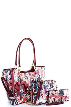 Obama Magazine Print - 3 In 1 Chic Famous People Magazine Print Tote Handbag Design JPOB-7302