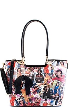 Obama Magazine Print - 3 In 1 Chic Famous People Magazine Print Tote Handbag Design JPOB-7302