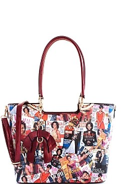 Obama Magazine Print - 3 In 1 Chic Famous People Magazine Print Tote Handbag Design JPOB-7302