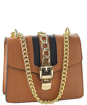 Belt Lock & Chain Handle Shoulder Bag