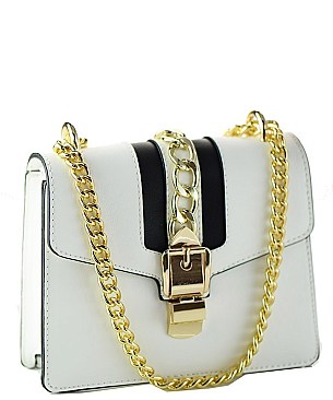 Belt Lock & Chain Handle Shoulder Bag