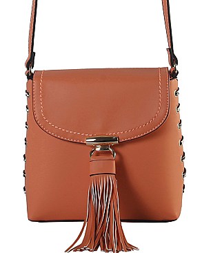 Fashionable Cross Body Bag Accented With Studs and Tassel JPRM8045