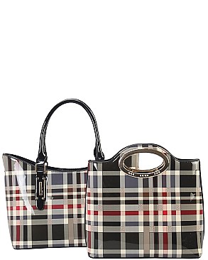 Plaid Check 2Pc Classic Handbags Set