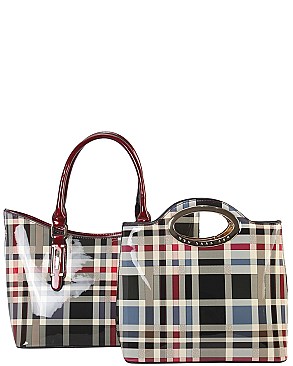 Plaid Check 2Pc Classic Handbags Set