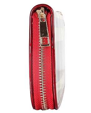Fashionable Patent Checkered Zip Around Wallet JPGZ705