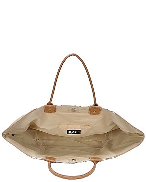 Women's Straw Canvas Shopper Bag/Satchel Handbag/Shoulder Tote Bag JPBGT-81798