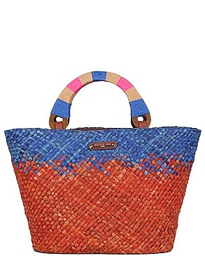 MODISH NICOLE LEE NATALYA COLOR BLOCK STRAW SHOPPER BAG JP26676