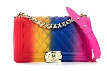 QUILTED MULTI COLOR JELLY SHOULDER BAG