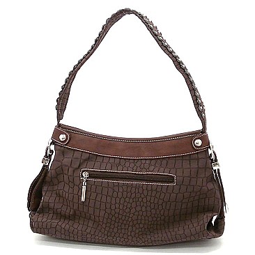 Crocodile Look Studded Shoulder Bag