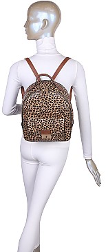 3 in 1 Leopard Push Lock Back Pack Clutch Set