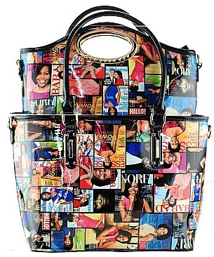 Obama Print 2-In-1 Handbag With Gold Embellishments JP28-MP3612