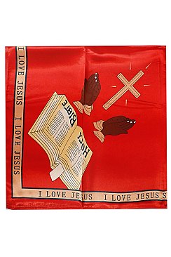 Pack of 12 Holy Bible I Love Jesus Christian Logo Print Scarves