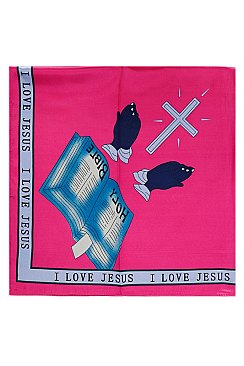 Holy Bible I Love Jesus Christian Logo Print Scarf