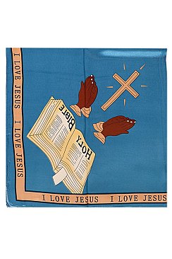 Pack of 12 Holy Bible I Love Jesus Christian Logo Print Scarves