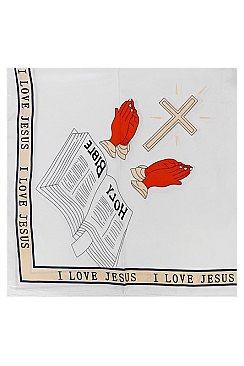 Pack of 12 Holy Bible I Love Jesus Christian Logo Print Scarves