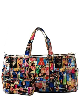 Obama Magazine Print - Magazine Cover Collage Duffel Bag with Makeup Pouch JP28MP1008