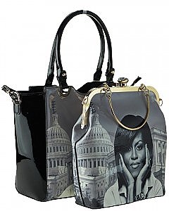 Michelle Obama Magazine Print Tote Handbag JP28MS6561