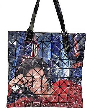 Trendy Michelle Obama Fashion Magazine Print Faux Patent Leather Handbag JP28-PS7601 MT