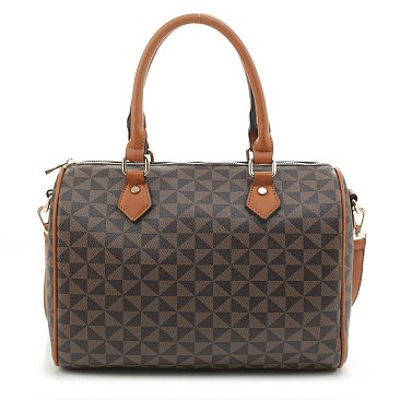 2-in-1 Geometric Monogram Boston Bag Set