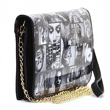 Magazine Picture Clutch Messenger Bag