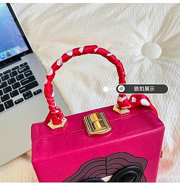 3D Lady Face Box Shaped Handbag With Scarf