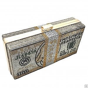 FASHION SPARKLE RHINESTONE CASH 10K MONEY PRINT DESIGN CLUTCH