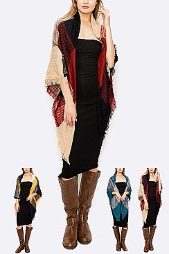 PACK OF 12 FRINGE COLOR PLAID BLANKET SCARF