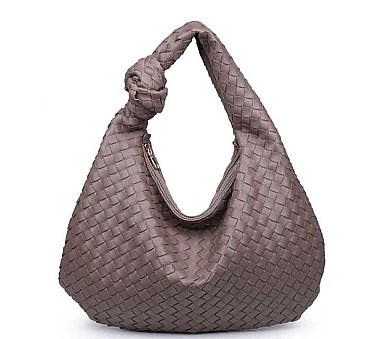 VANESSA WOVEN VEGAN LETAHER HOBO BAG