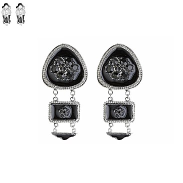 Fashionable Metal Clip Earring with  Stones SL30888