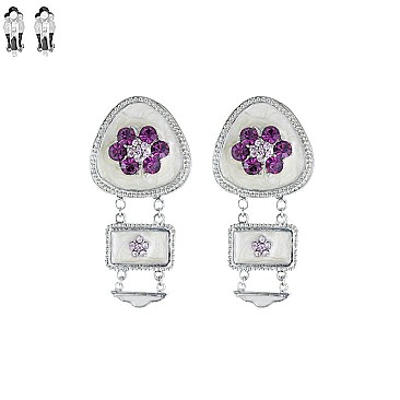 Fashionable Metal Clip Earring with  Stones SL30888