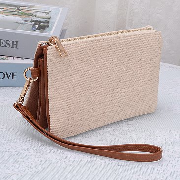 Straw Crossbody Bag Clutch Wristlet