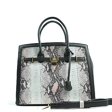 Celebrity Snake Print Padlock Over-sized Boutique Tote- Limited Quantity