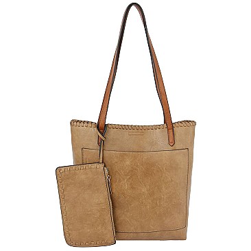 2-in-1 Stiched Fashion Front Pocket Shoulder Bag