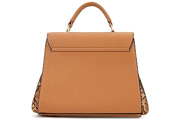 Snake Print Trimmed Satchel