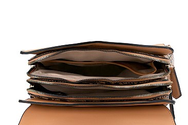 Snake Print Trimmed Satchel