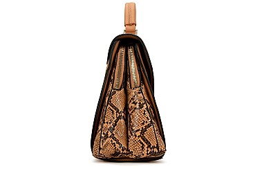 Snake Print Trimmed Satchel