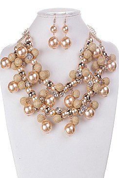 Stylish Mix Beads & Pearls Statement Necklace Set LACN1923