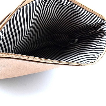 F3303Y-LP V-Shape Accent Chevron Quilted Clutch