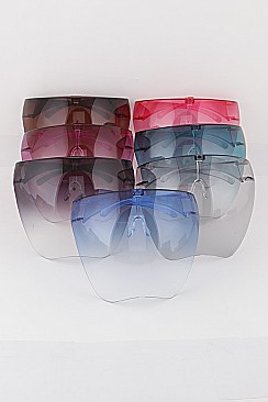 PACK OF 12 Bikers Large FACE Shield Gradient Sunglasses