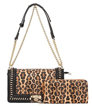 2 In 1 Leopard Shoulder -Cross-Body Bag with Wallet