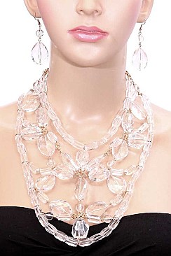 Clear Acrylic Bib Statement Necklace Set