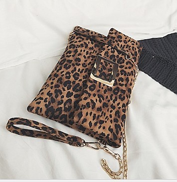 Leopard Print Velvet Touch Messenger-Cross Body