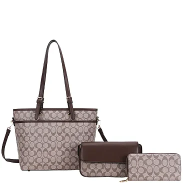 3-in-1 Oval Monogram Handbag / Crossbody Wallet Set wholesale bulk