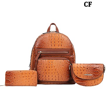 3 IN 1 Crocodile Backpack - Crossbody & Wallet Set